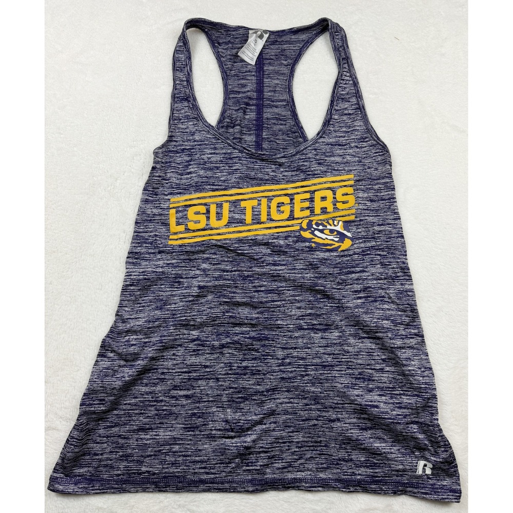 Russell LSU Tigers Purple Heather Racerback Tank Large 11-13